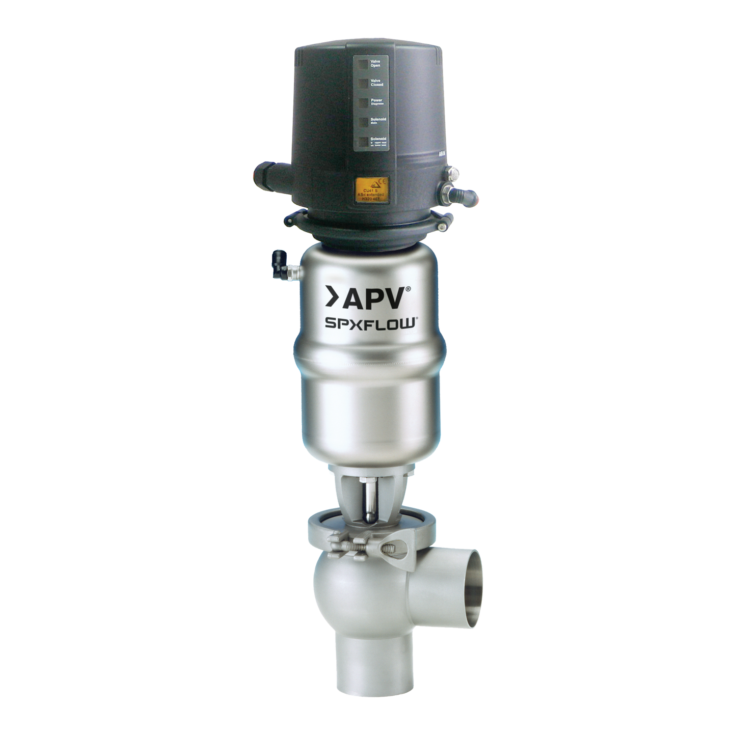 1 APV SW Series Single Seat Valve on Transparent Background
