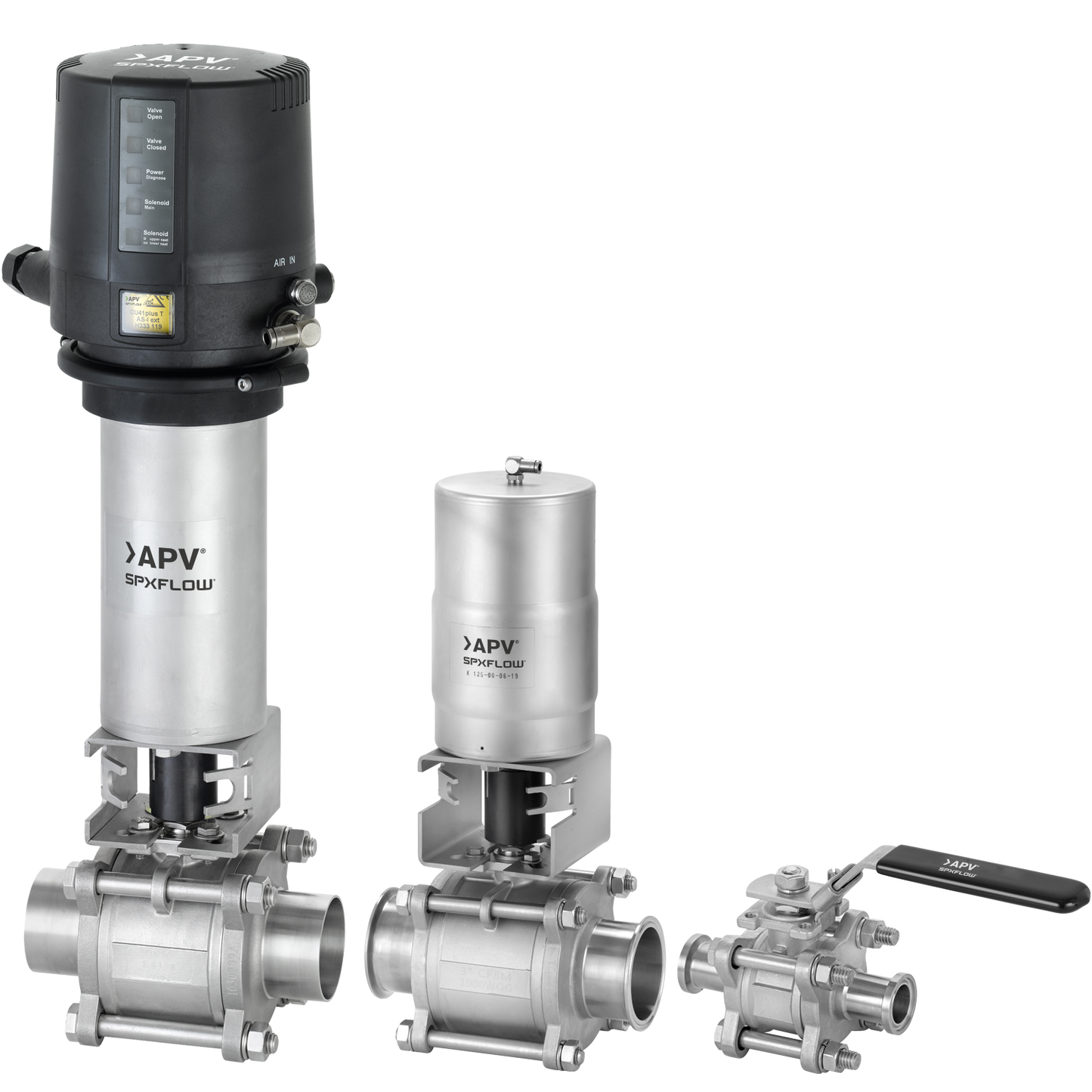 APV BLV Ball Valves, 3 different types, on Transparent Background