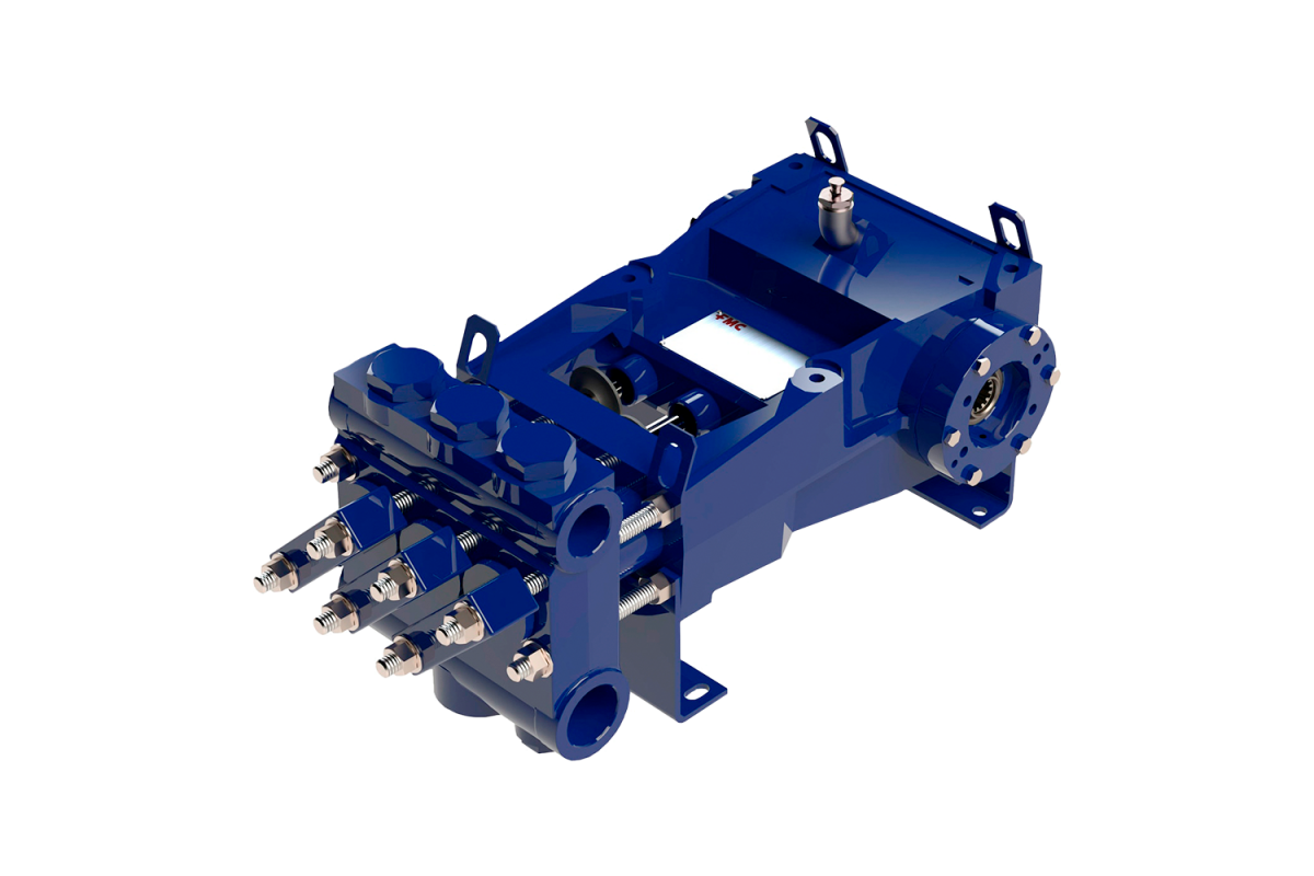 TechnipFMC L06 Series Piston Bean Pump, Blue in Colour, Side View, Transparent Background