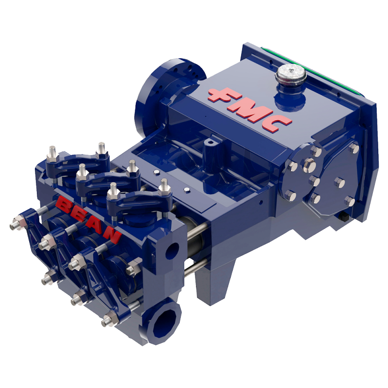 TechnipFMC L11 Series FMC Piston Bean Pump, Blue, Side View on Transparent Background