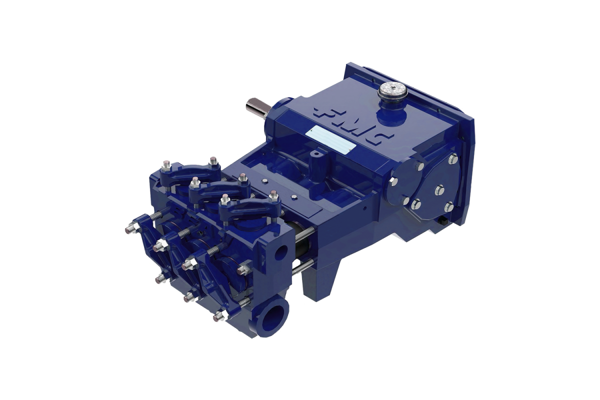 TechnipFMC L11 Series Piston Bean Pump, Blue in Colour, Side View, Transparent Background