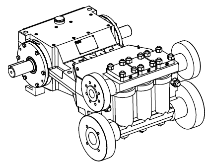 TechnipFMC M12 Series Pump, Schematic Drawing, Side View on White Background