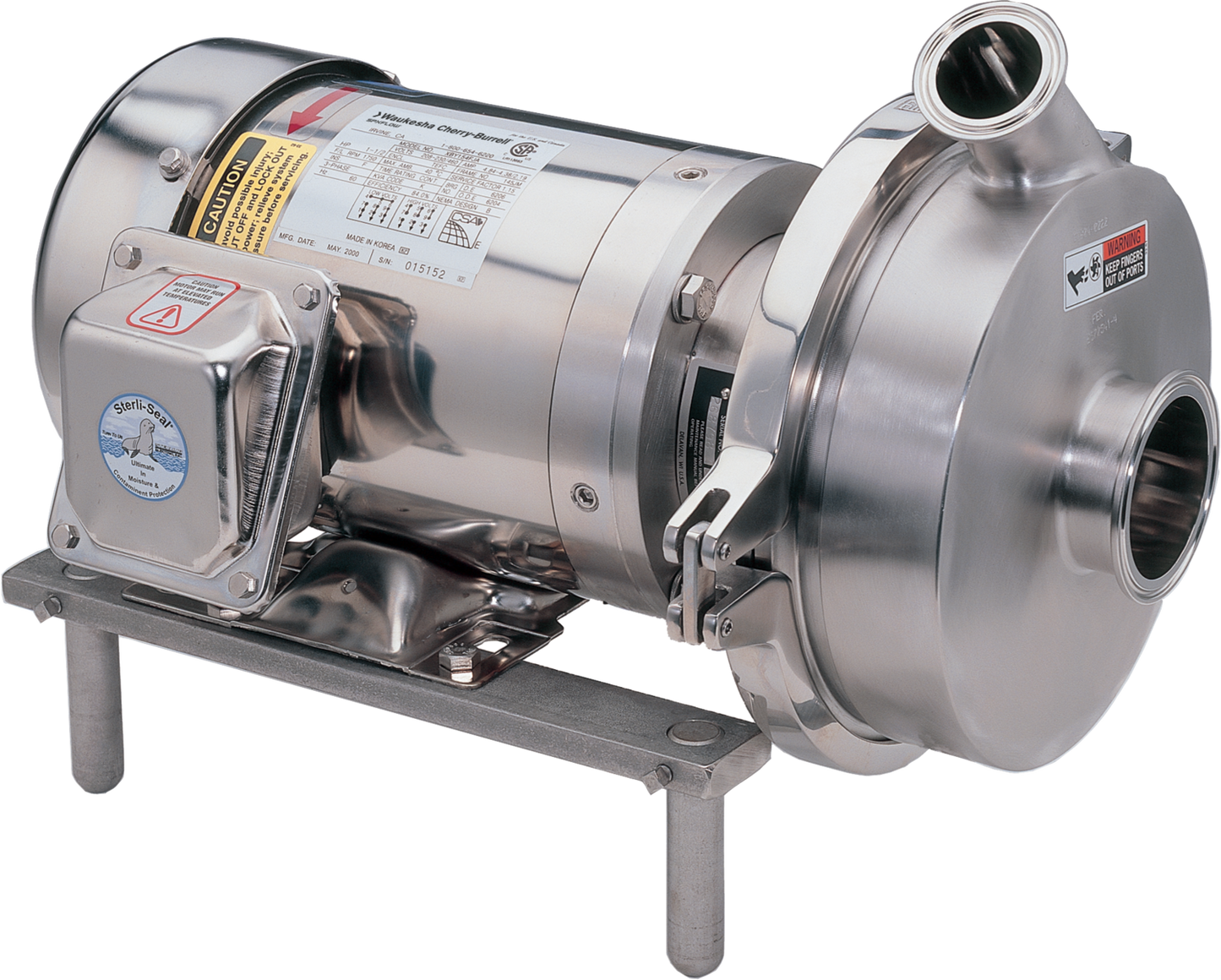 Waukesha Cherry-Burrell, 200-Series Centrifugal Pump, Silver Colour, Transparent Background