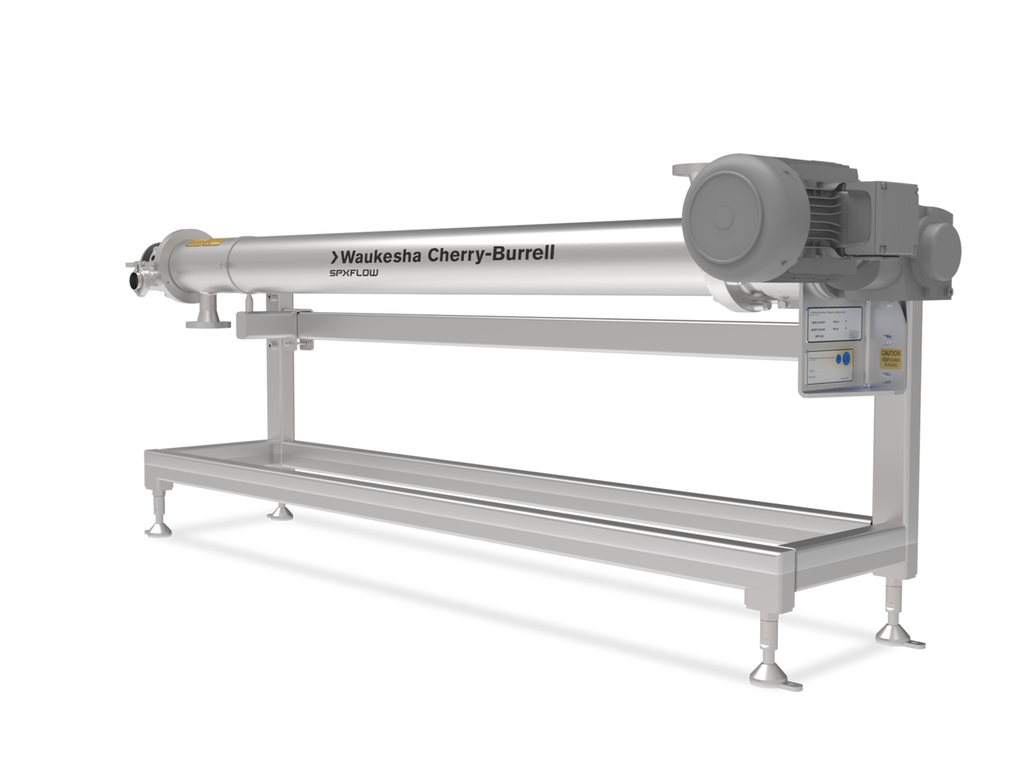 SPXFlow Waukesha Cherry-Burrell Votator II Scraped Surface Heat Exchanger, Silver Colour, on Transparent Background