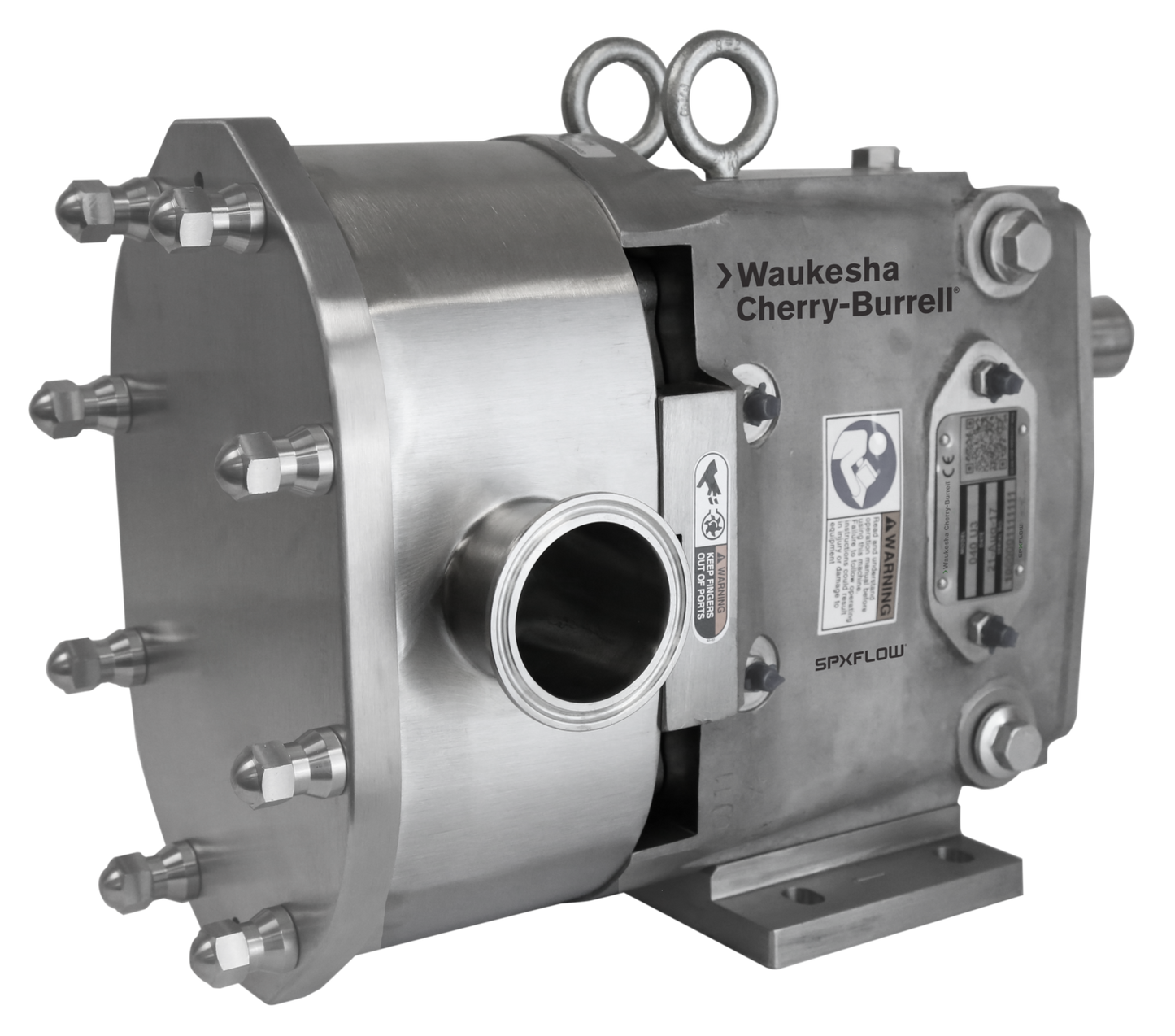 SPXFlow Waukesha Cherry-Burrell Universal 3 Series Positive Displacement Pump, Silver, Transparent Background