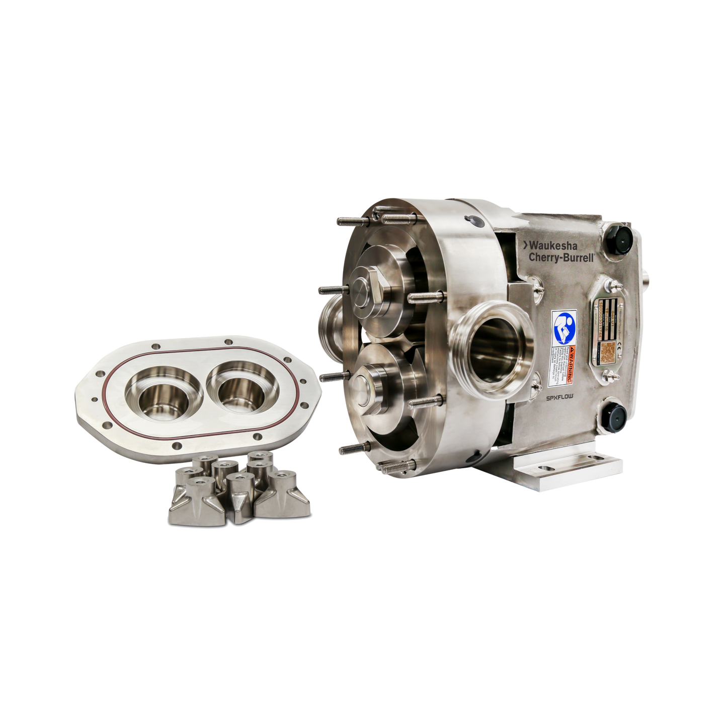 SPXFlow Waukesha Cherry-Burrell Universal 1 Series Positive Displacement Pump, Metallic, Transparent Background