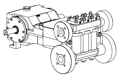 TechnipFMC M08 Series Pump, Drawing, Side View on White Background